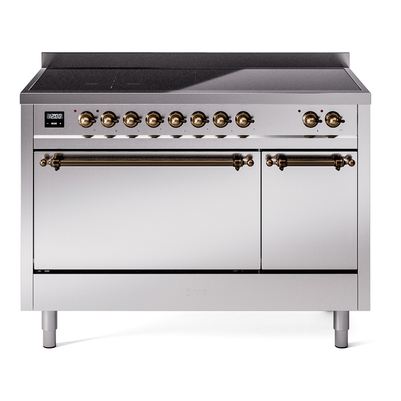 ILVE UPI486QNMPSSB Nostalgie II 48 inch Induction Range  (Solid Door, Stainless Steel, Burnished)