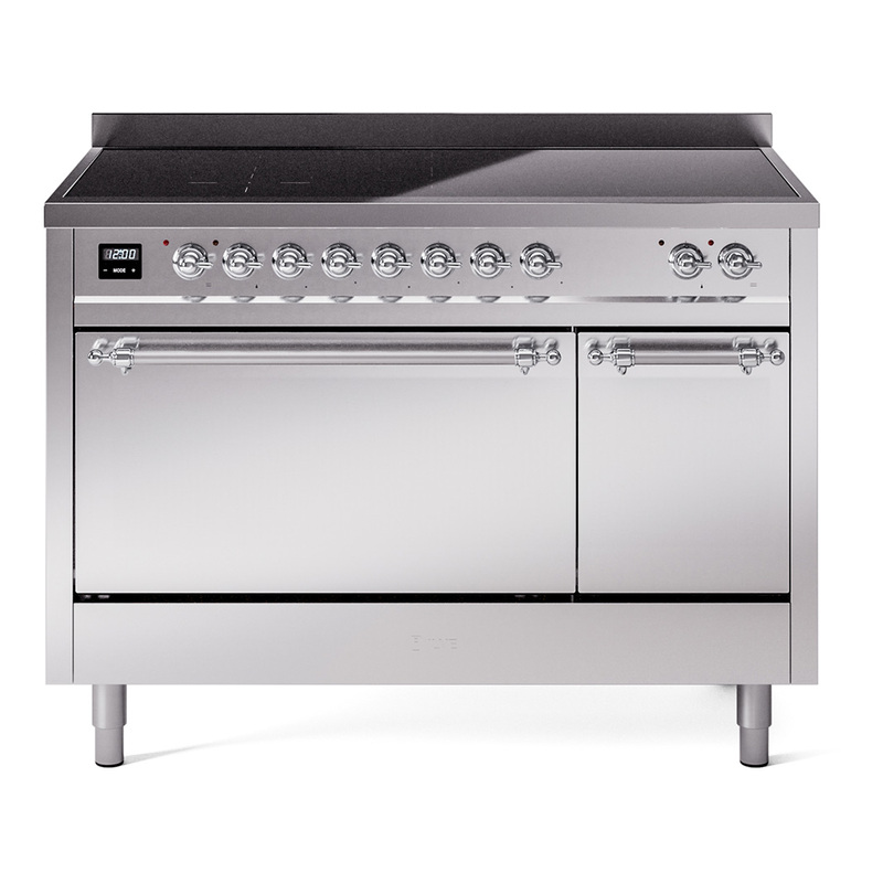 ILVE UPI486QNMPSSC Nostalgie II 48 inch Induction Range  (Solid Door, Stainless Steel, Chrome)