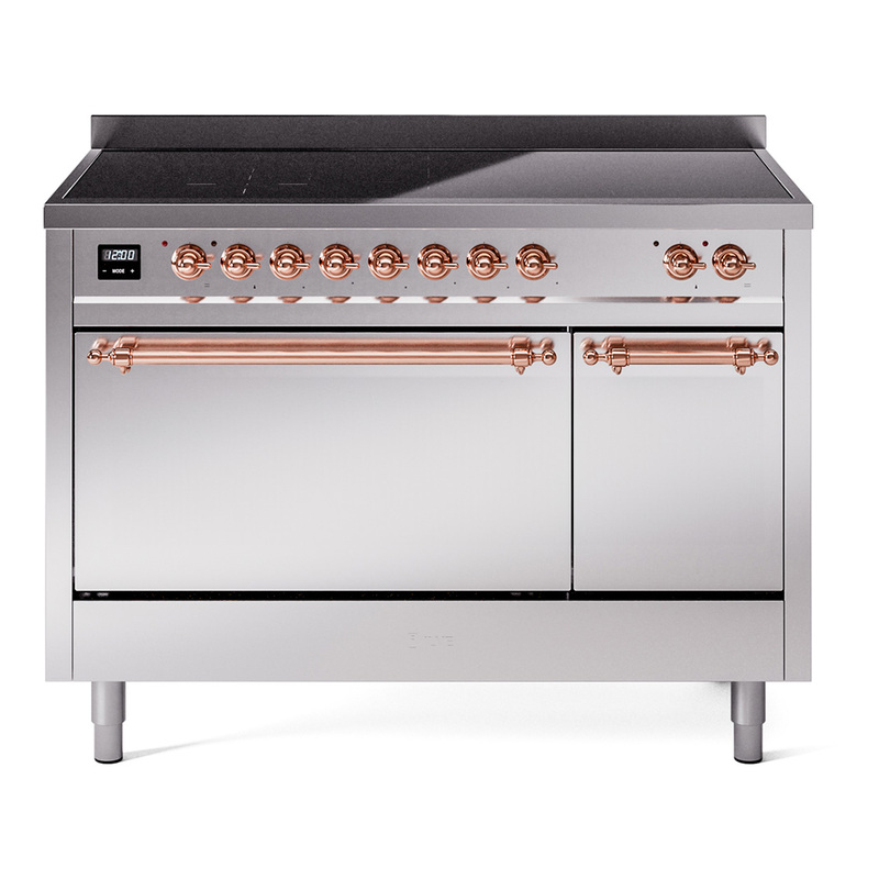 ILVE UPI486QNMPSSP Nostalgie II 48 inch Induction Range  (Solid Door, Stainless Steel, Copper)
