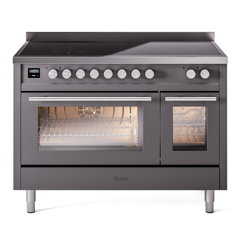 ILVE UPI486WMPMG Professional Plus II 48 inch Induction Range  (Triple Glass Door, Graphite Matte)