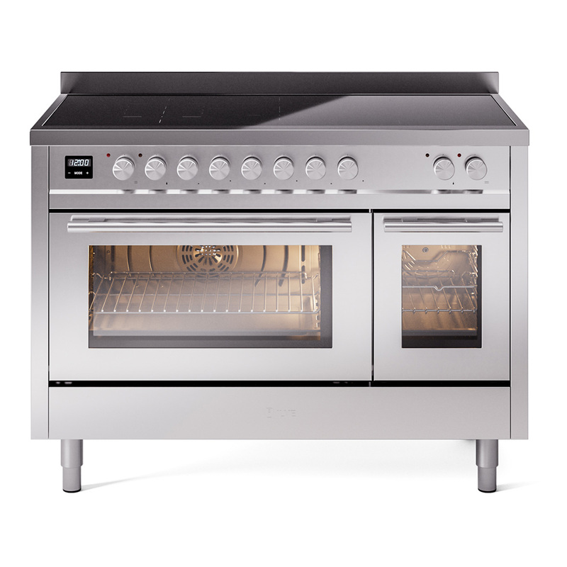 ILVE UPI486WMPSS Professional Plus II 48 inch Induction Range  (Triple Glass Door, Stainless Steel)