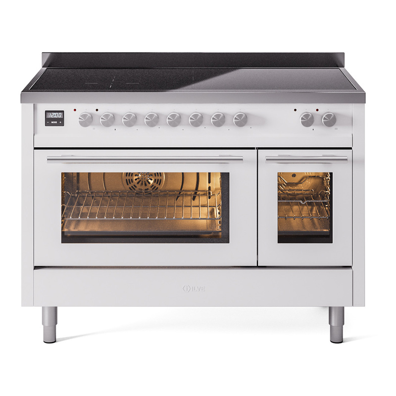 ILVE UPI486WMPWH Professional Plus II 48 inch Induction Range  (Triple Glass Door, White)