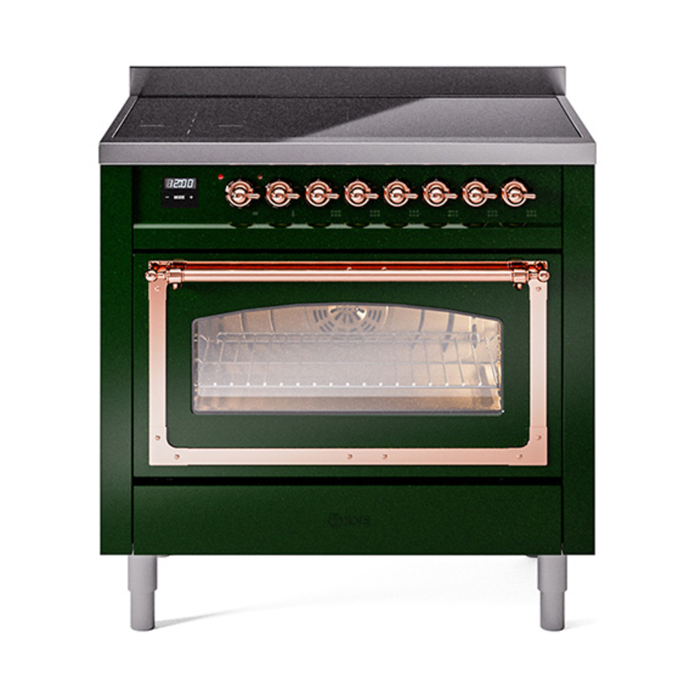 ILVE UNI366NMPEGP Nostalgie II Noblesse 36 inch Induction Range  (Triple Glass Door, Emerald Green, Copper)