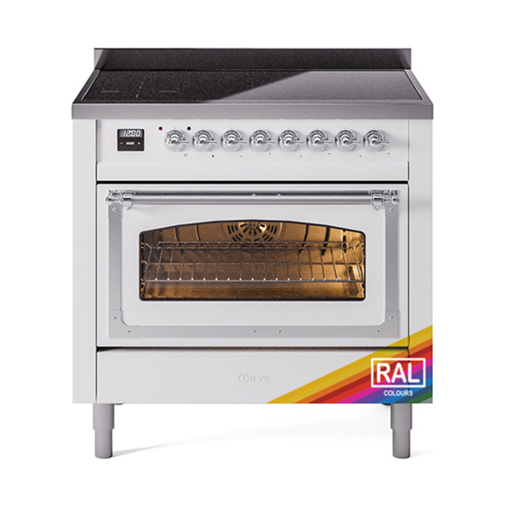ILVE UNI366NMPRAC Nostalgie II Noblesse 36 inch Induction Range  (Triple Glass Door, RAL, Chrome)