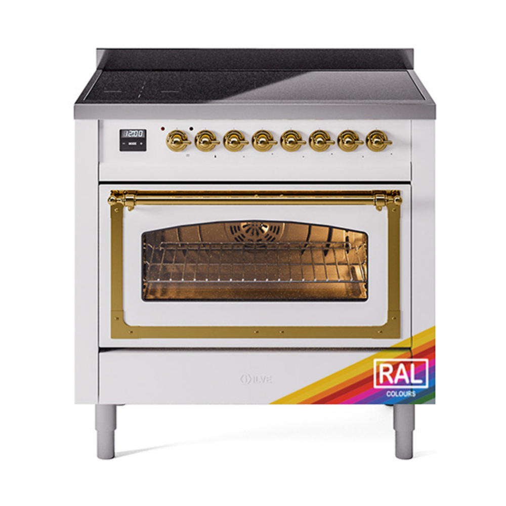 ILVE UNI366NMPRAG Nostalgie II Noblesse 36 inch Induction Range  (Triple Glass Door, RAL, Brass)