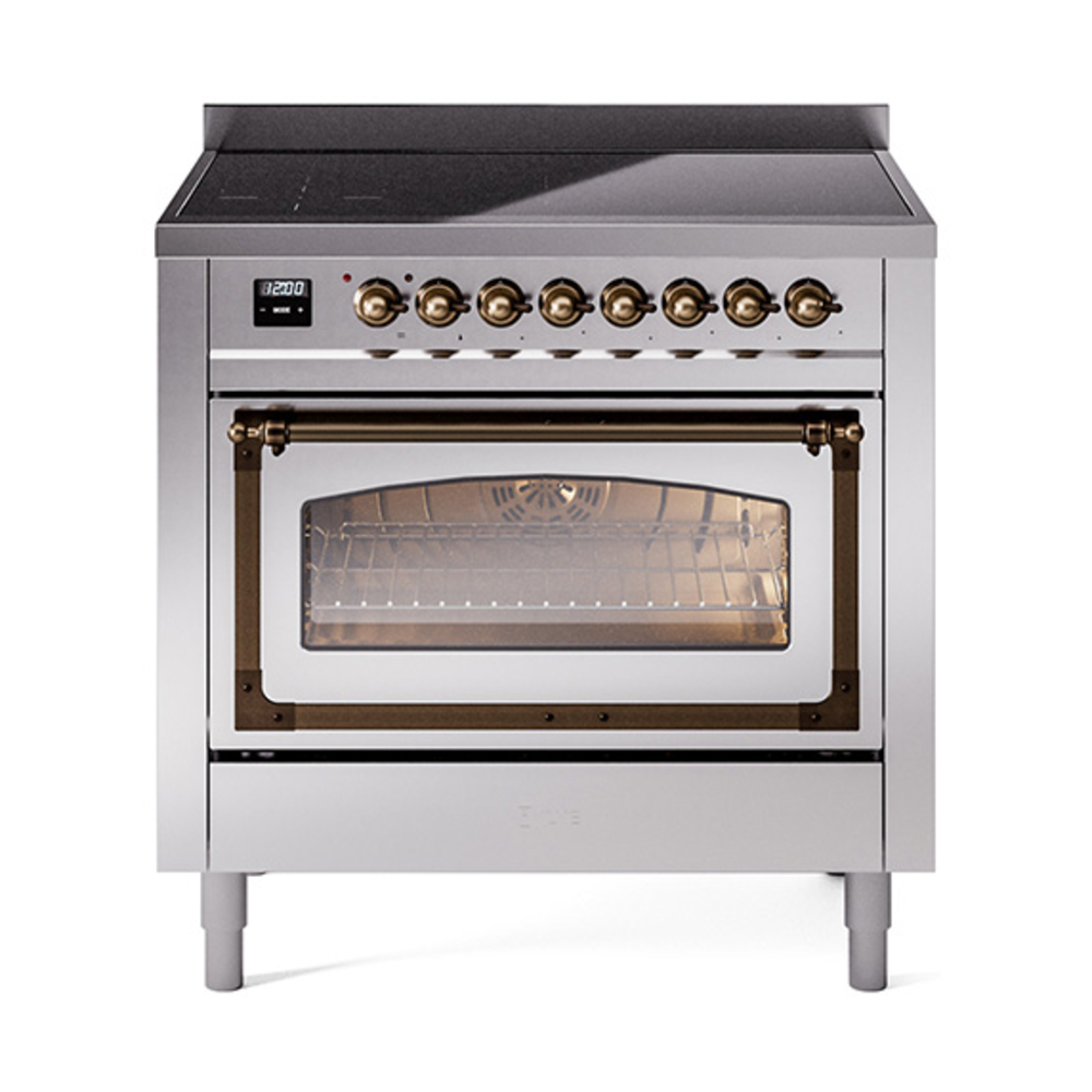 ILVE UNI366NMPSSB Nostalgie II Noblesse 36 inch Induction Range  (Triple Glass Door, Stainless Steel, Burnished)