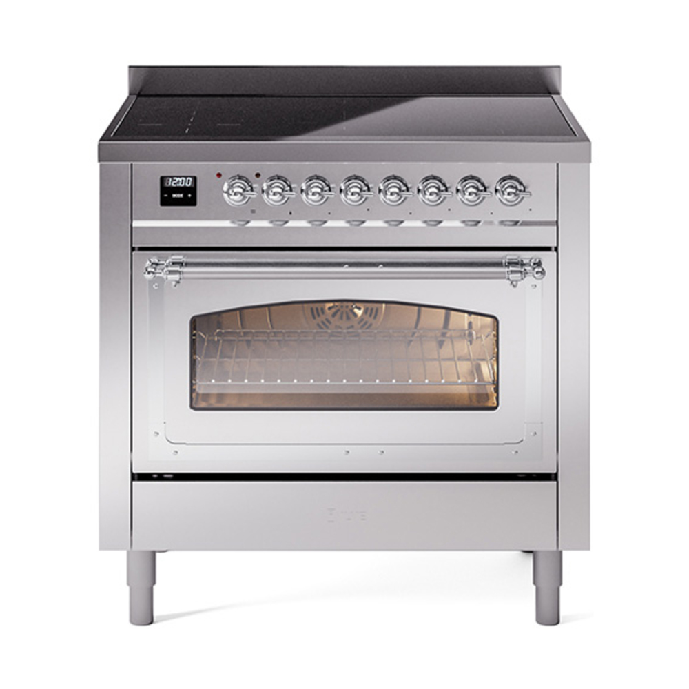 ILVE UNI366NMPSSC Nostalgie II Noblesse 36 inch Induction Range  (Triple Glass Door, Stainless Steel, Chrome)