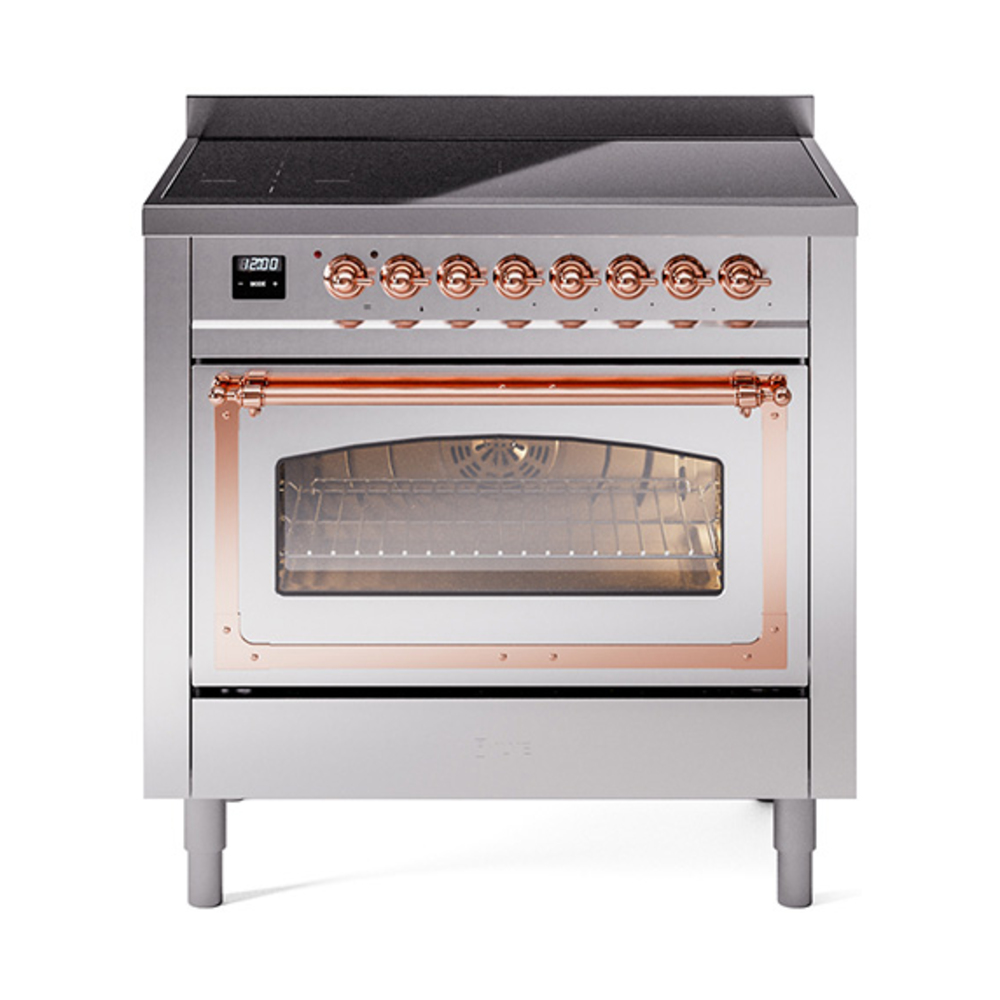 ILVE UNI366NMPSSP Nostalgie II Noblesse 36 inch Induction Range  (Triple Glass Door, Stainless Steel, Copper)