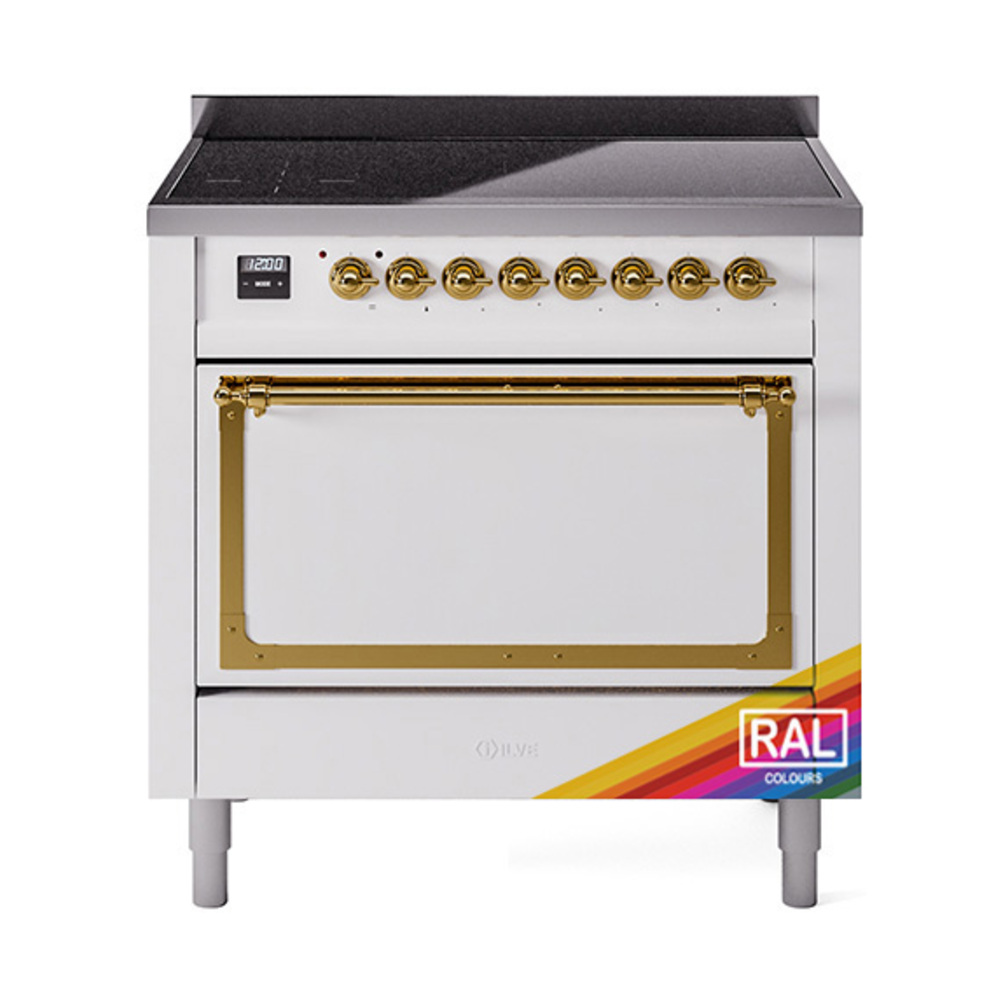 ILVE UNI366QNMPRAG Nostalgie II Noblesse 36 inch Induction Range  (Solid Door, RAL, Brass)