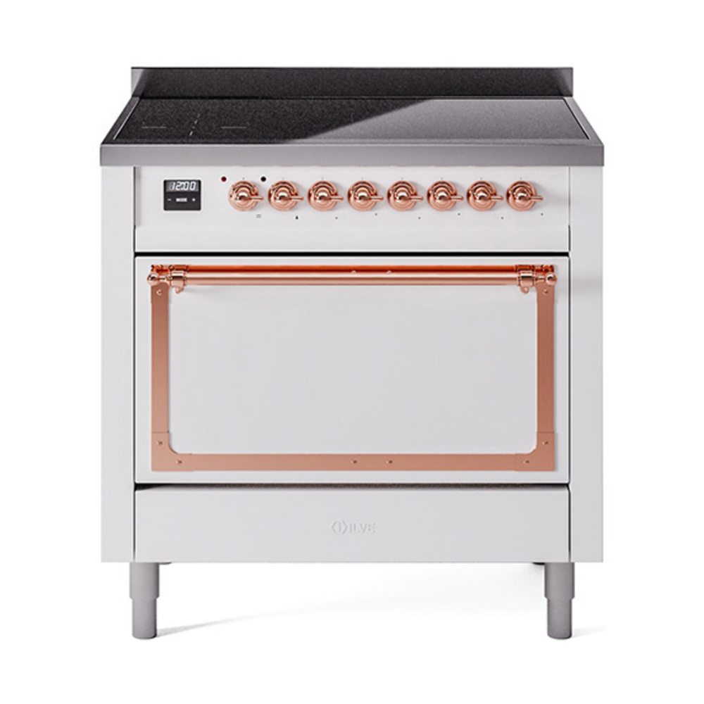 ILVE UNI366QNMPWHP Nostalgie II Noblesse 36 inch Induction Range  (Solid Door, White, Copper)