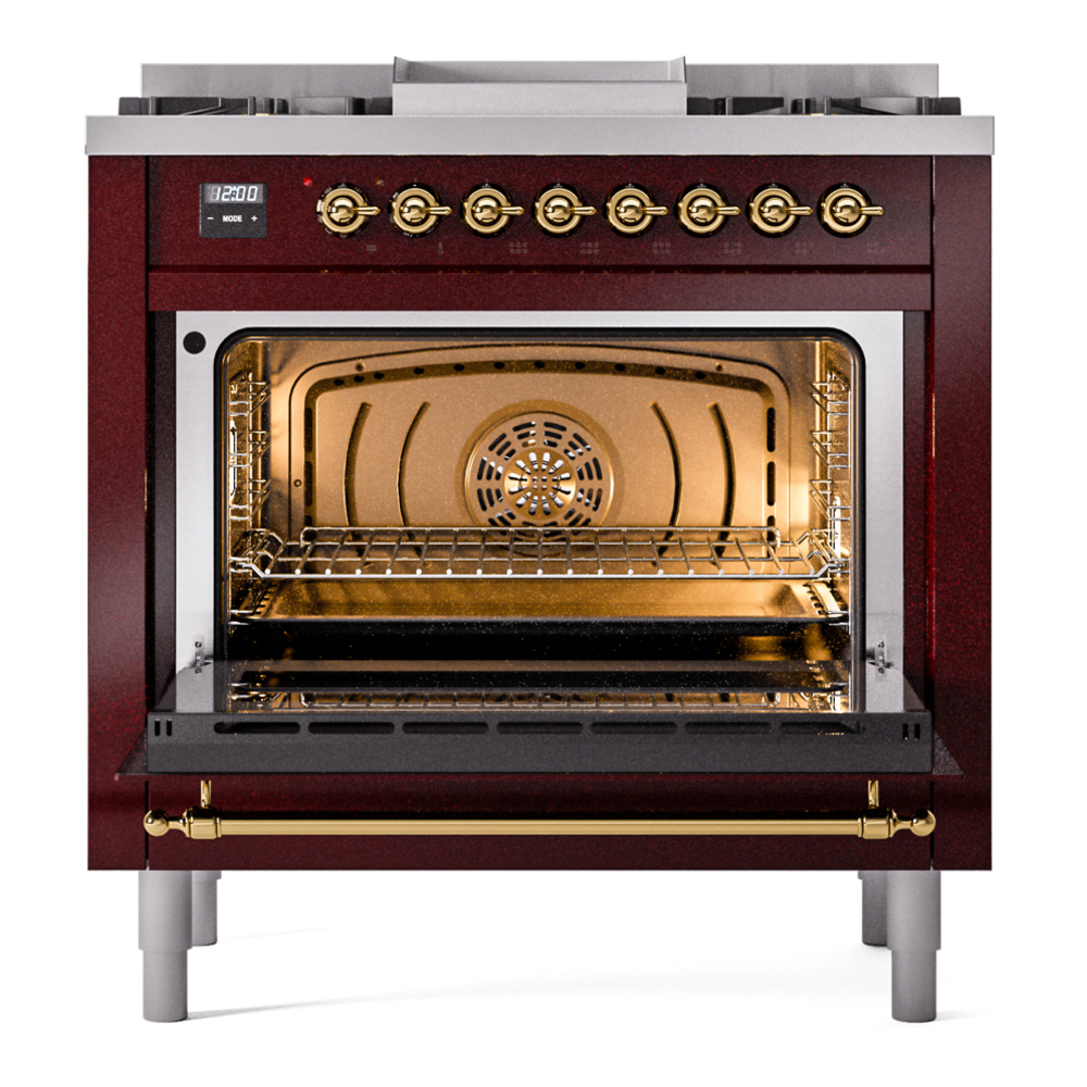 ILVE Nostalgie II 36" UP36FNMPBUGLP Dual Fuel Range door opened