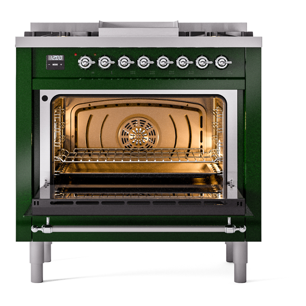 ILVE Nostalgie II 36" UP36FNMPEGCLP Dual Fuel Range door opened