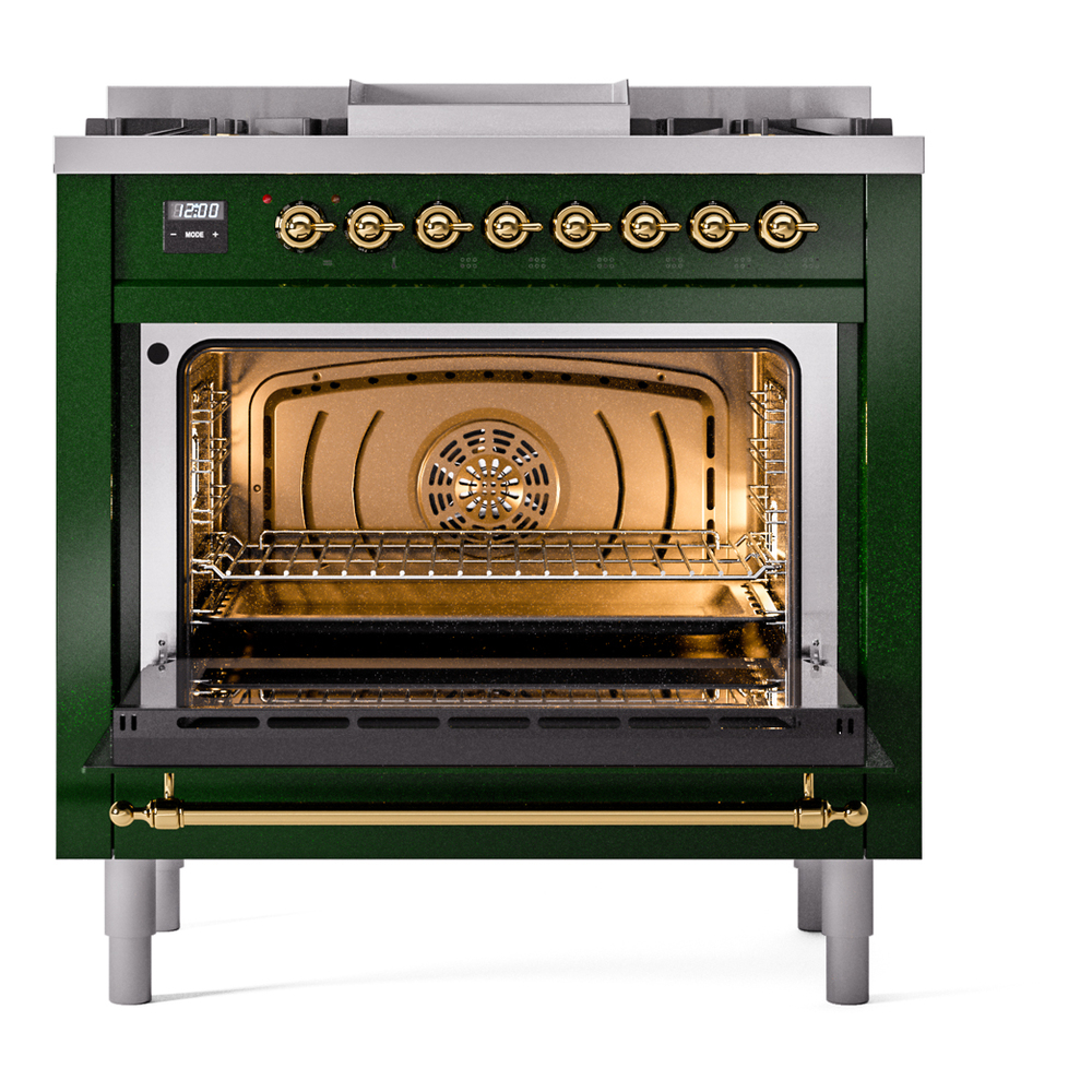 ILVE Nostalgie II 36" UP36FNMPEGGLP Dual Fuel Range door opened