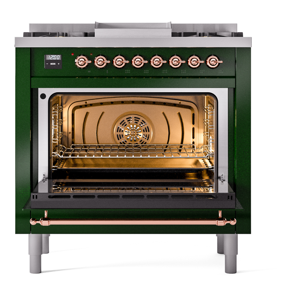 ILVE Nostalgie II 36" UP36FNMPEGG Dual Fuel Range door opened