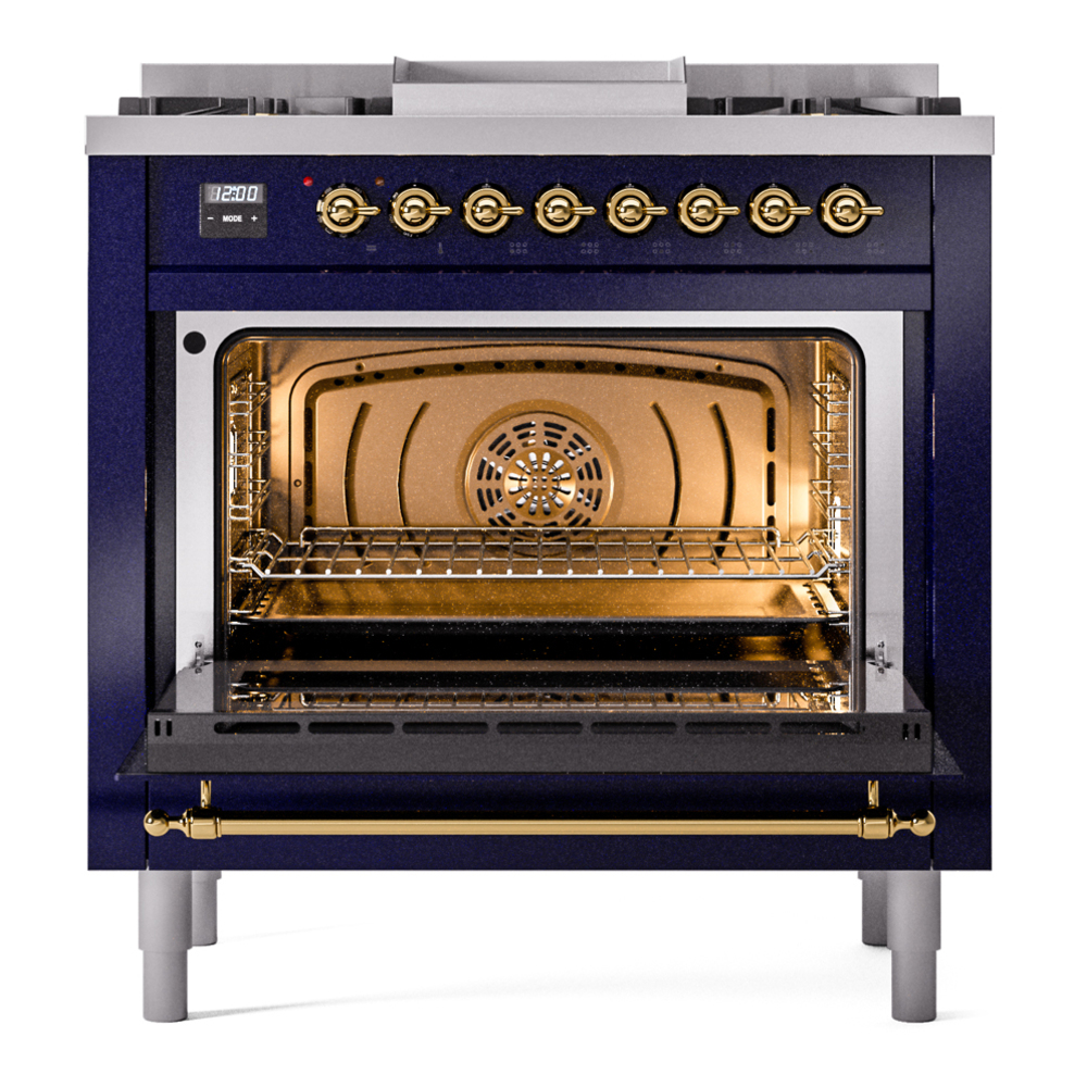 ILVE Nostalgie II 36" UP36FNMPMBGLP Dual Fuel Range door opened