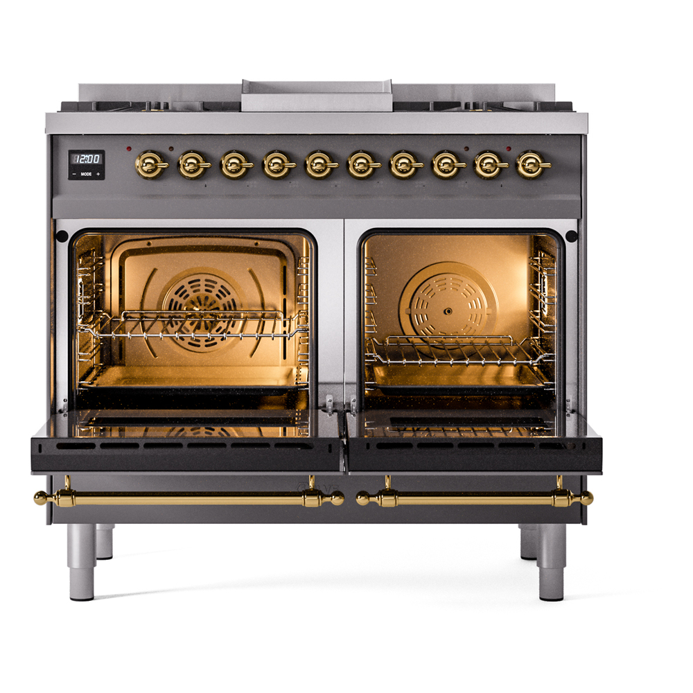 ILVE UPD40FNMPMGG Nostalgie II 40" Dual Fuel Range, oven doors opened