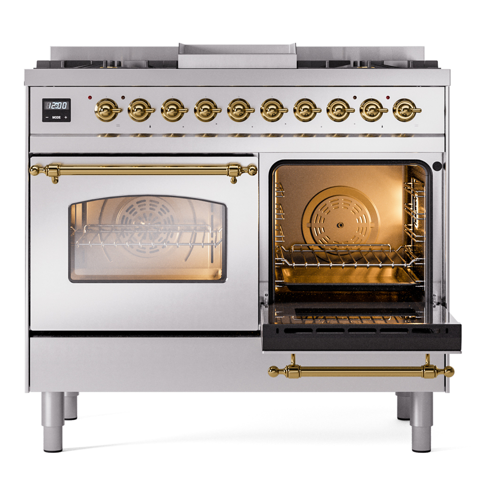 ILVE UPD40FNMPSSG Nostalgie II 40" Dual Fuel Range, side oven door opened