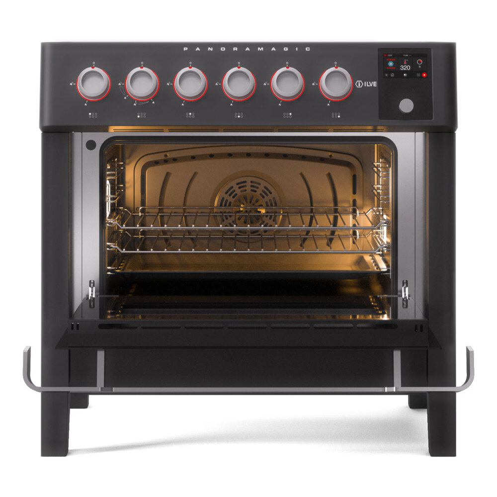 ILVE_UPMI09S3MK_Panoramagic_36"_Induction_Range_oven_door_opened