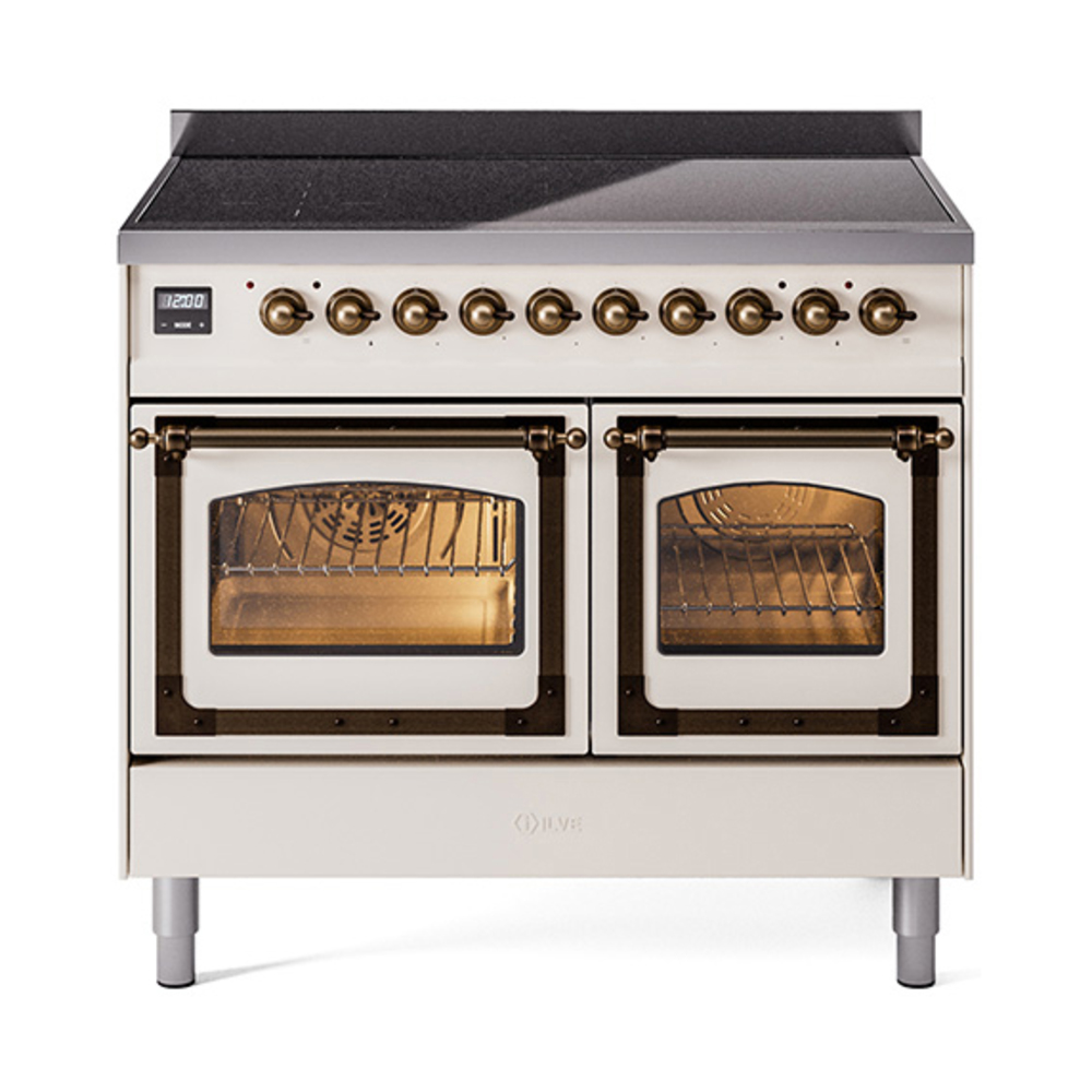 ILVE UNDI406NMPAWB Nostalgie II Noblesse 40 inch Induction Range  (Triple Glass Door, Antique White, Burnished)