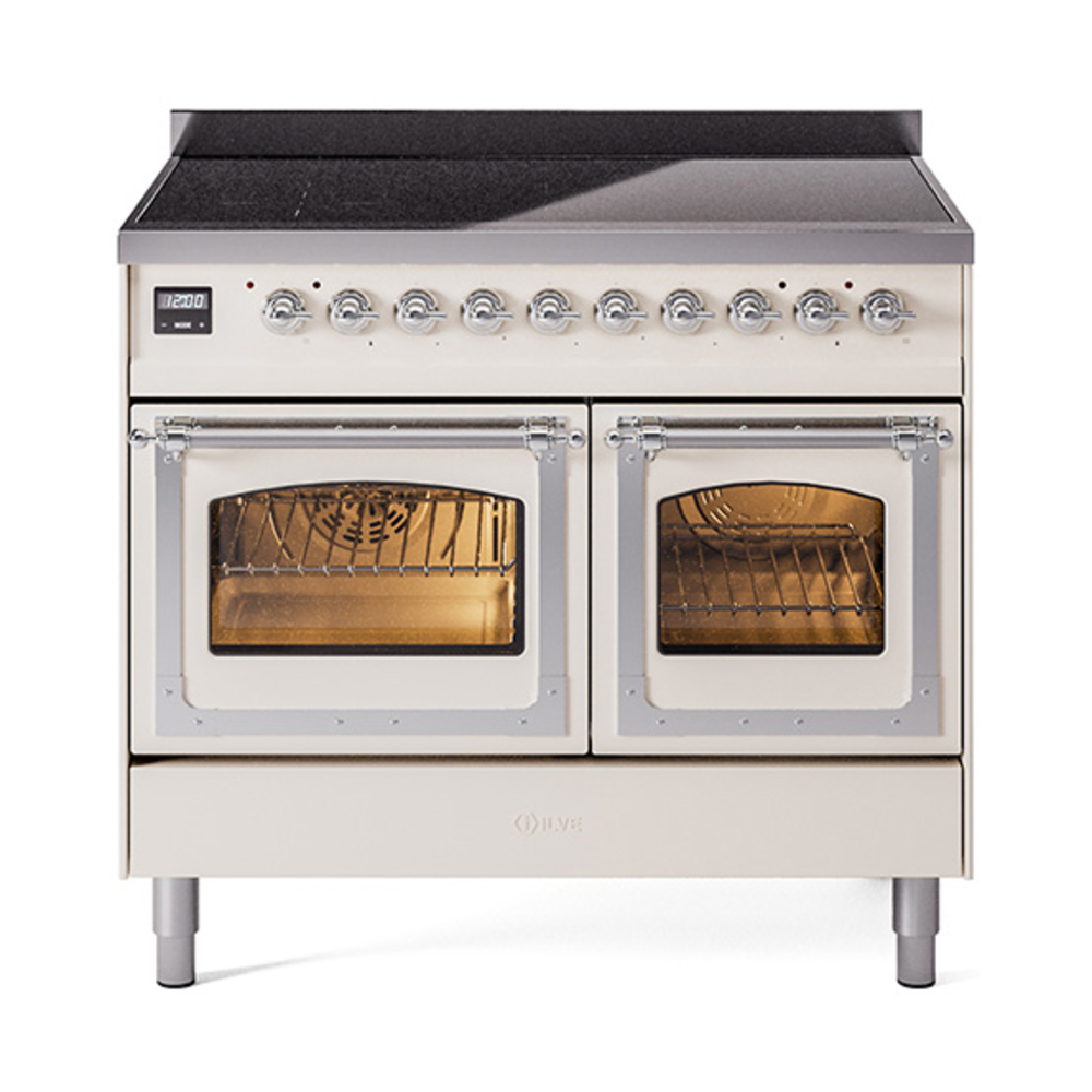 ILVE UNDI406NMPAWC Nostalgie II Noblesse 40 inch Induction Range  (Triple Glass Door, Antique White, Chrome)