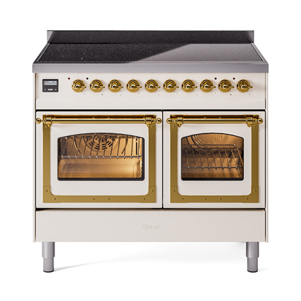 ILVE UNDI406NMPAWG Nostalgie II Noblesse 40 inch Induction Range  (Triple Glass Door, Antique White, Brass)