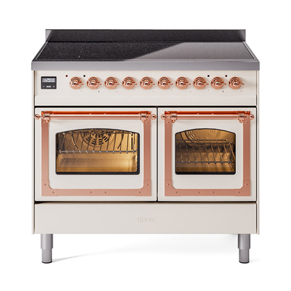 ILVE UNDI406NMPAWP Nostalgie II Noblesse 40 inch Induction Range  (Triple Glass Door, Antique White, Copper)