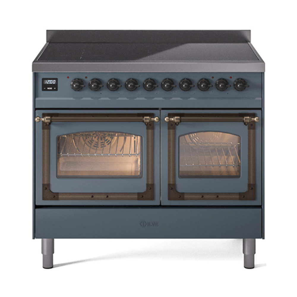 ILVE UNDI406NMPBGB Nostalgie II Noblesse 40 inch Induction Range  (Triple Glass Door, Blue Grey, Burnished)