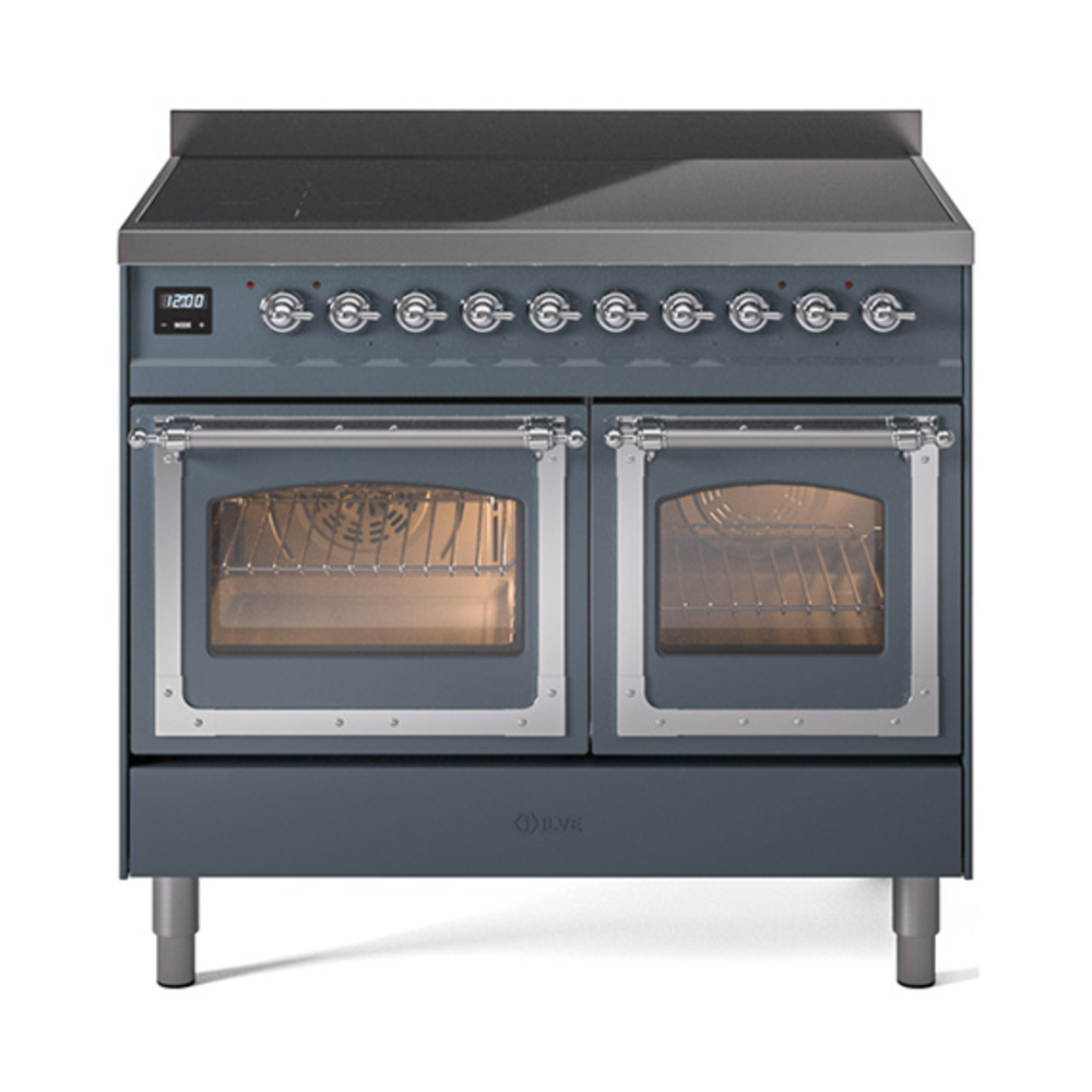 ILVE UNDI406NMPBGC Nostalgie II Noblesse 40 inch Induction Range  (Triple Glass Door, Blue Grey, Chrome)
