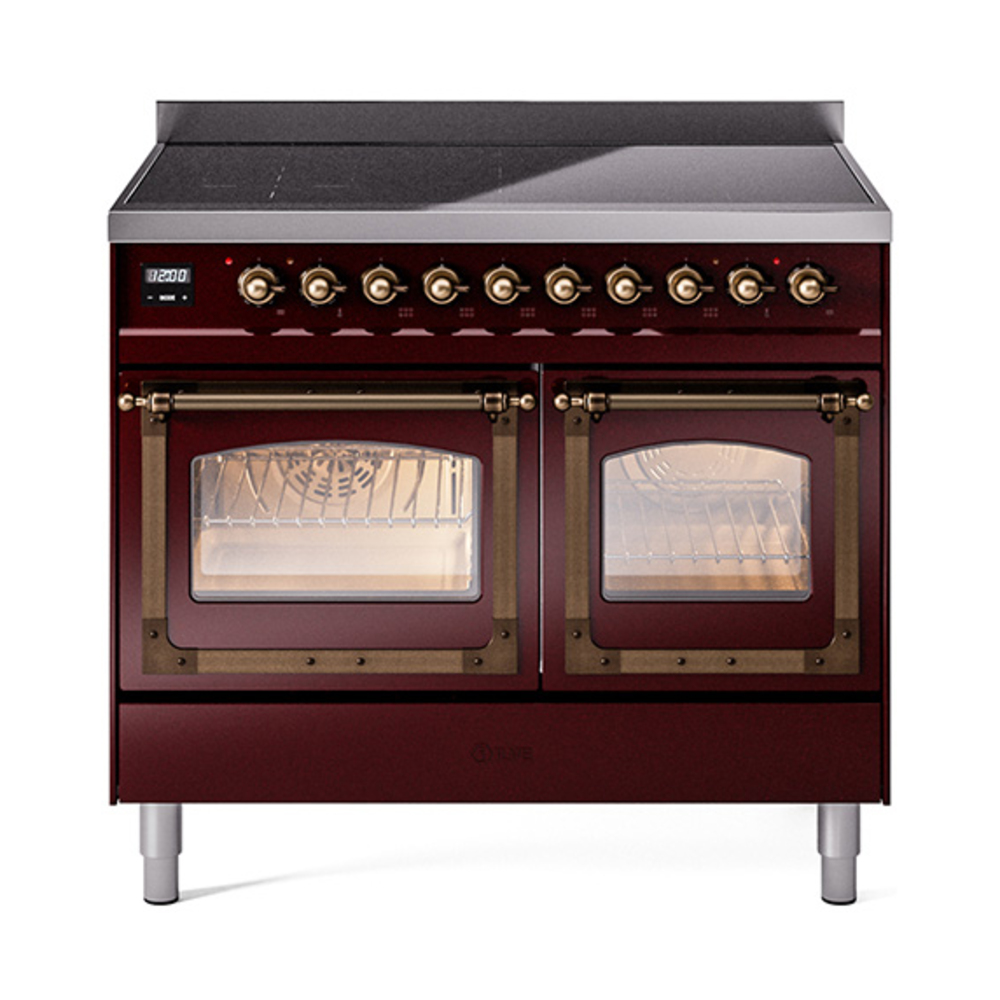 ILVE UNDI406NMPBUB Nostalgie II Noblesse 40 inch Induction Range  (Triple Glass Door, Burgundy, Burnished)