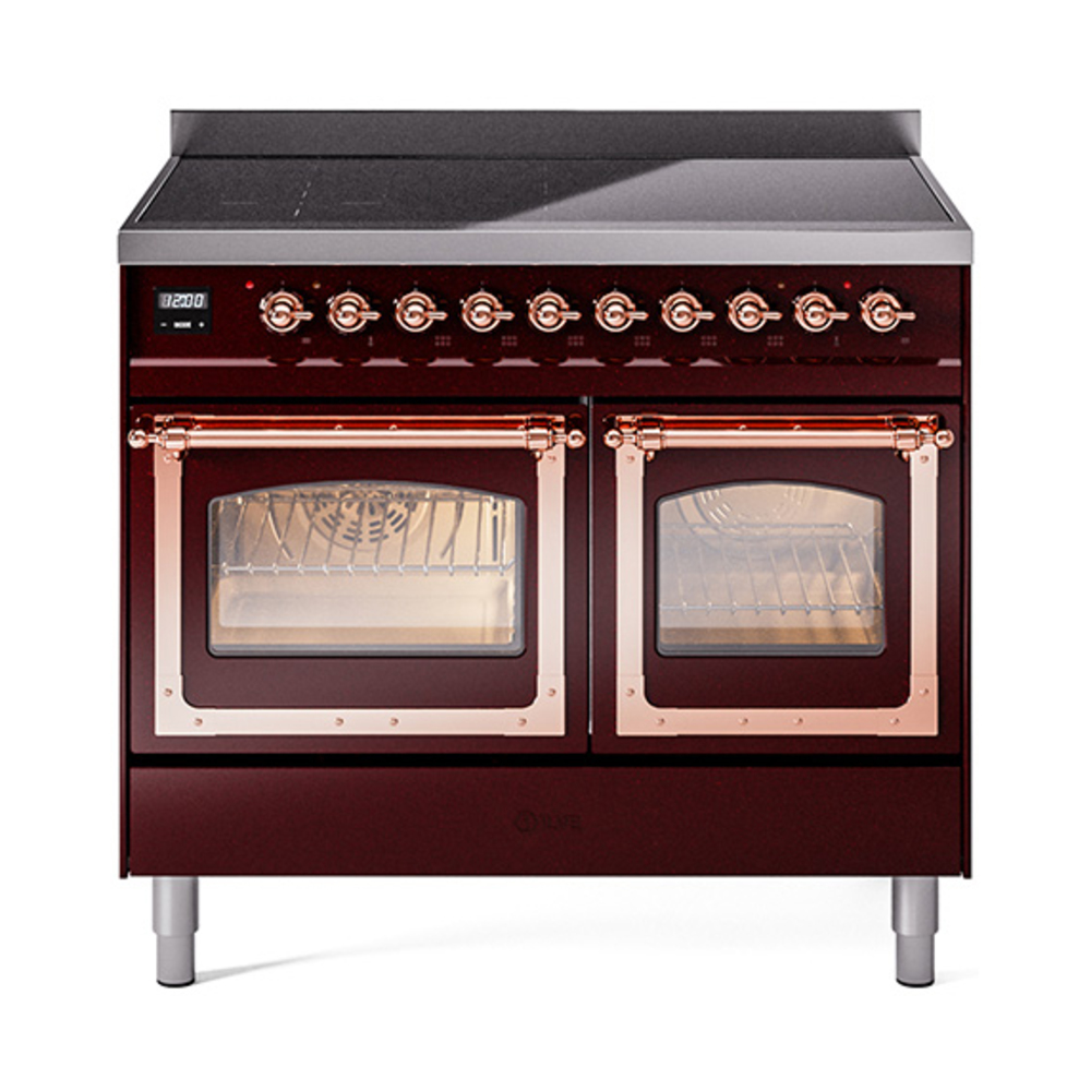 ILVE UNDI406NMPBUP Nostalgie II Noblesse 40 inch Induction Range  (Triple Glass Door, Burgundy, Copper)