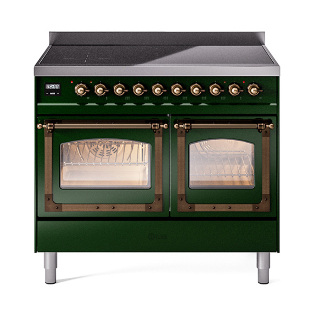 ILVE UNDI406NMPEGB Nostalgie II Noblesse 40 inch Induction Range  (Triple Glass Door, Emerald Green, Burnished)