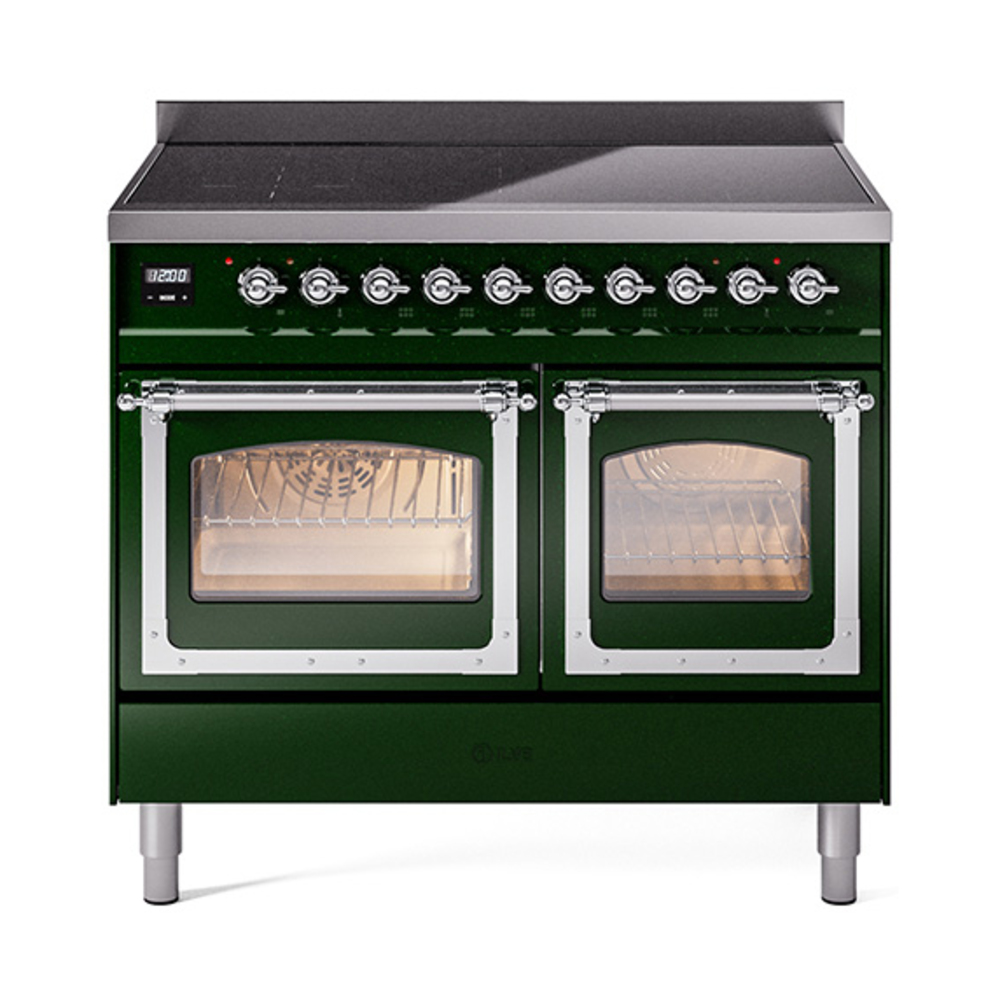 ILVE UNDI406NMPEGC Nostalgie II Noblesse 40 inch Induction Range  (Triple Glass Door, Emerald Green, Chrome)