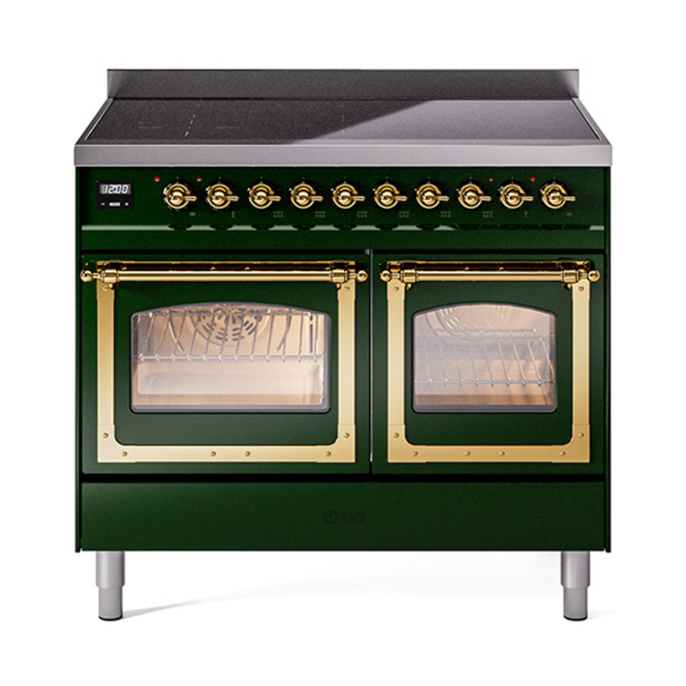 ILVE UNDI406NMPEGG Nostalgie II Noblesse 40 inch Induction Range  (Triple Glass Door, Emerald Green, Brass)