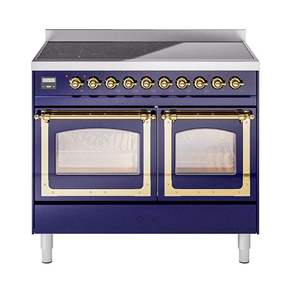 ILVE UNDI406NMPMBG Nostalgie II Noblesse 40 inch Induction Range  (Triple Glass Door, Midnight Blue, Brass)