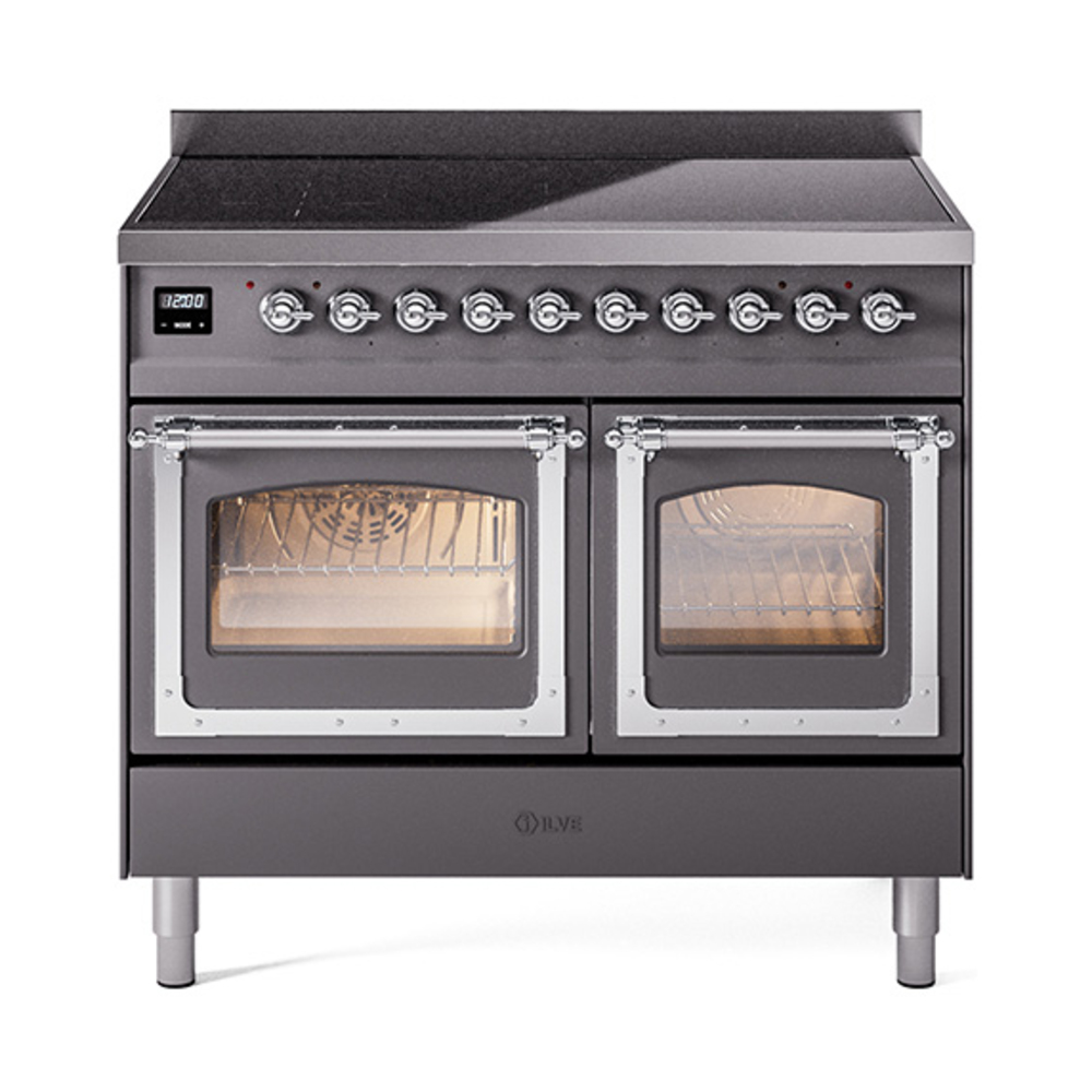 ILVE UNDI406NMPMGC Nostalgie II Noblesse 40 inch Induction Range  (Triple Glass Door, Graphite Matte, Chrome)