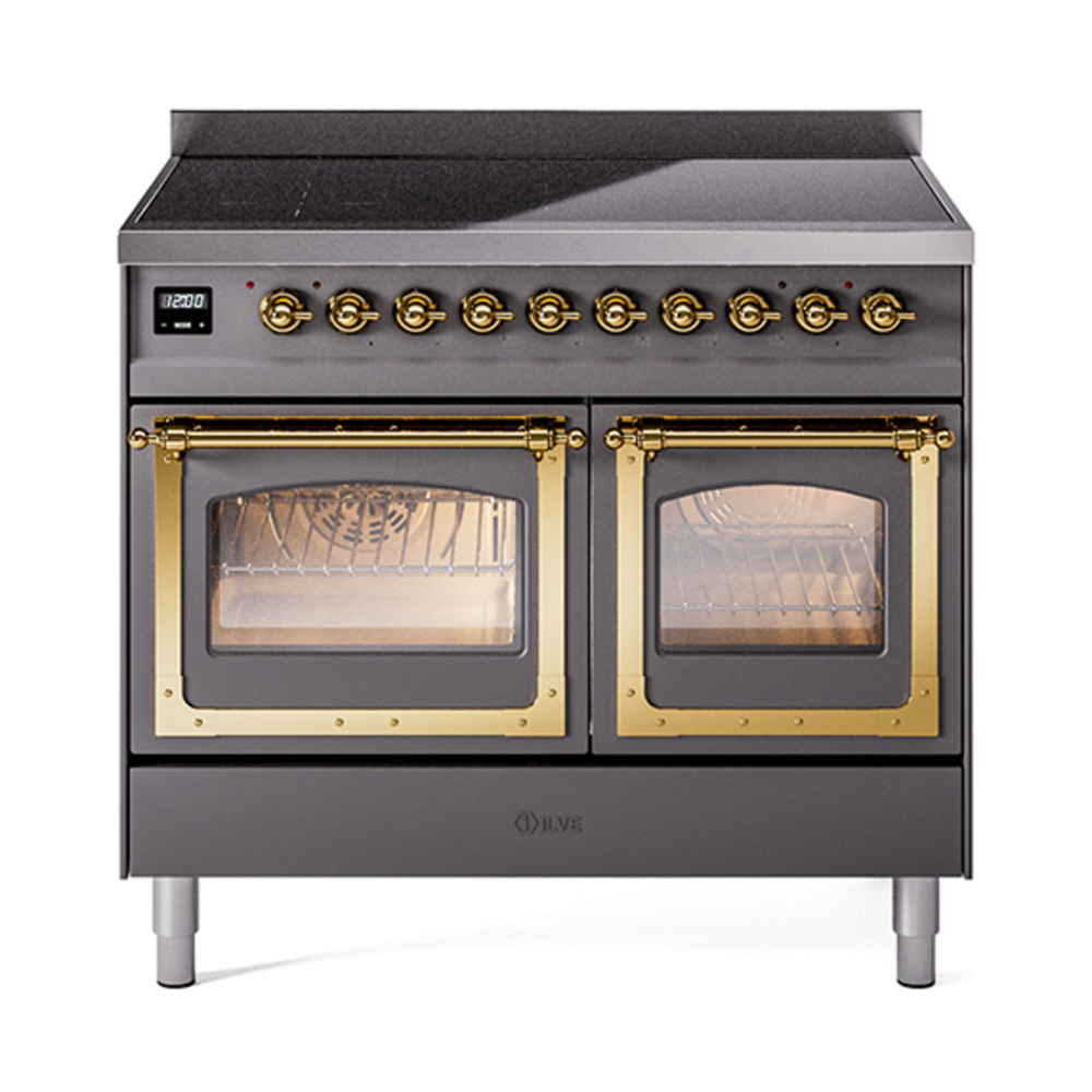 ILVE UNDI406NMPMGG Nostalgie II Noblesse 40 inch Induction Range  (Triple Glass Door, Graphite Matte, Brass)