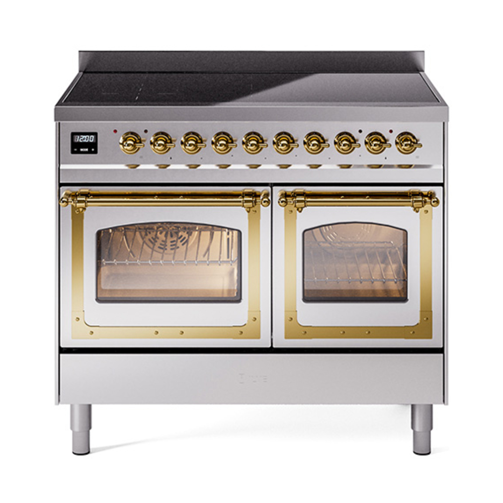 ILVE UNDI406NMPSSG Nostalgie II Noblesse 40 inch Induction Range  (Triple Glass Door, Stainless Steel, Brass)