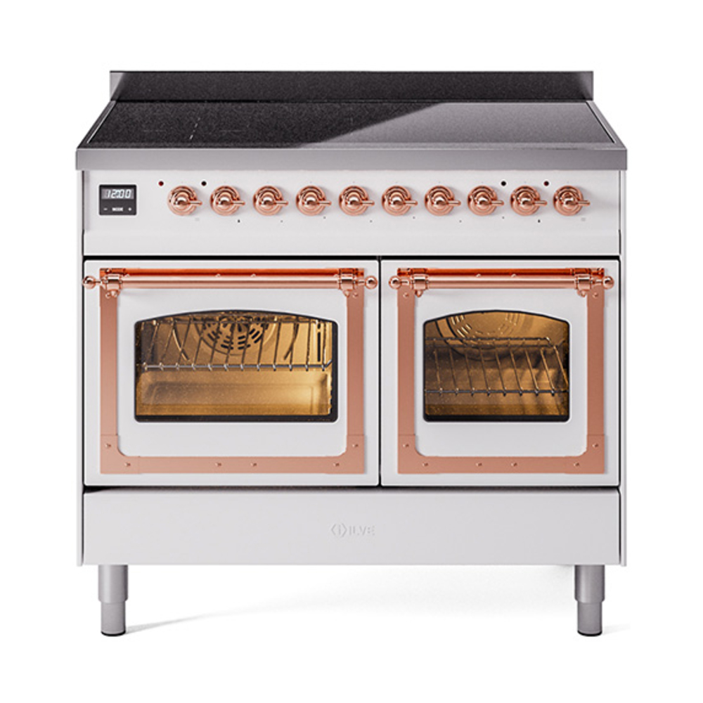 ILVE UNDI406NMPWHP Nostalgie II Noblesse 40 inch Induction Range  (Triple Glass Door, White, Copper)