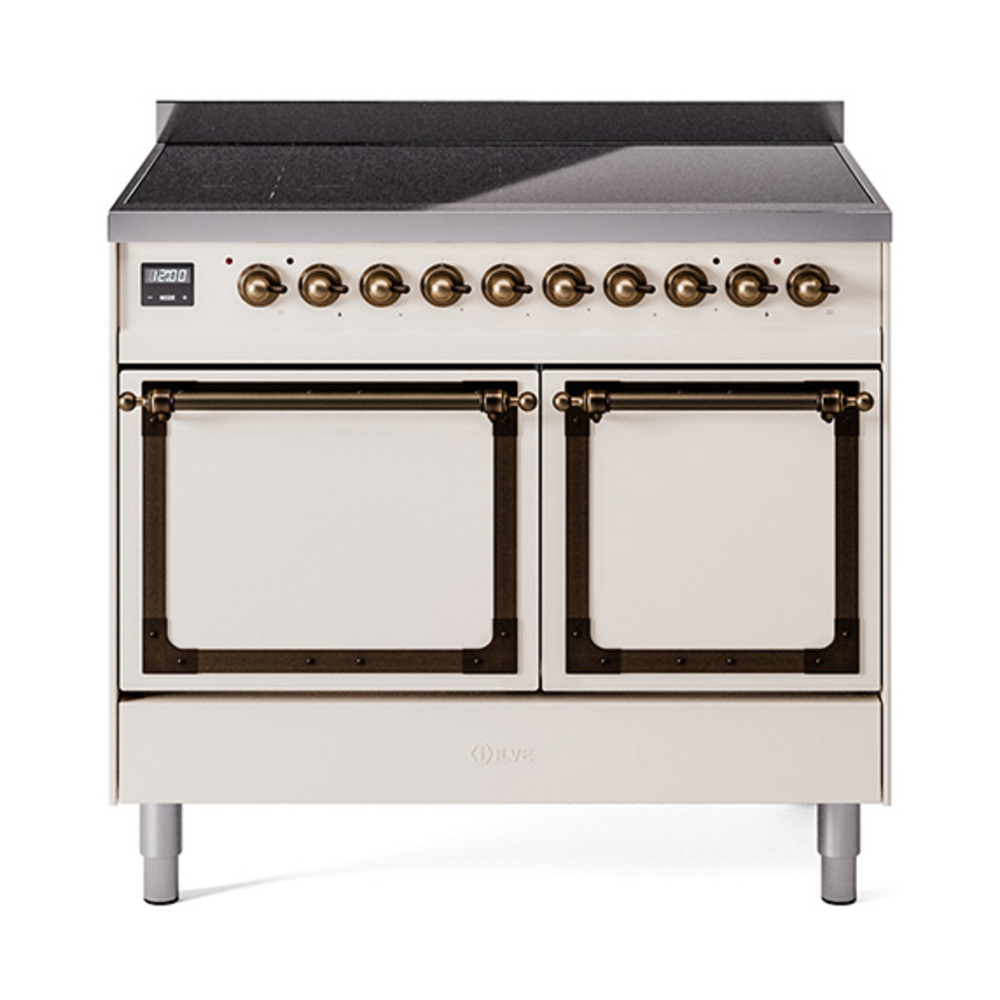 ILVE UNDI406QNMPAWB Nostalgie II Noblesse 40 inch Induction Range  (Solid Door, Antique White, Burnished)