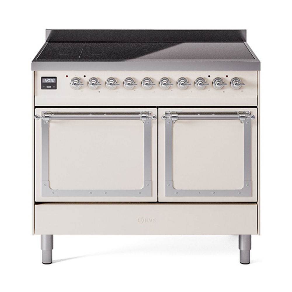ILVE UNDI406QNMPAWC Nostalgie II Noblesse 40 inch Induction Range  (Solid Door, Antique White, Chrome)