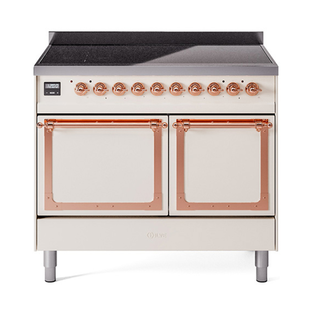 ILVE UNDI406QNMPAWP Nostalgie II Noblesse 40 inch Induction Range  (Solid Door, Antique White, Copper)