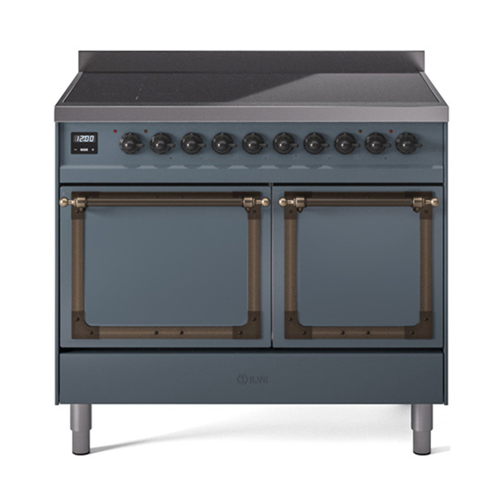 ILVE UNDI406QNMPBGB Nostalgie II Noblesse 40 inch Induction Range  (Solid Door, Blue Grey, Burnished)
