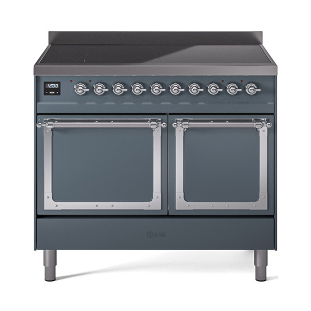 ILVE UNDI406QNMPBGC Nostalgie II Noblesse 40 inch Induction Range  (Solid Door, Blue Grey, Chrome)