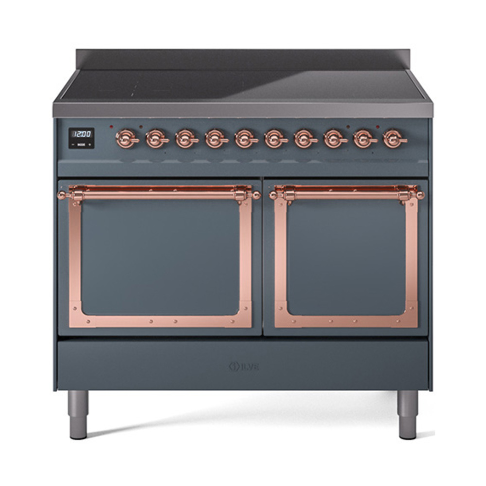 ILVE UNDI406QNMPBGP Nostalgie II Noblesse 40 inch Induction Range  (Solid Door, Blue Grey, Copper)