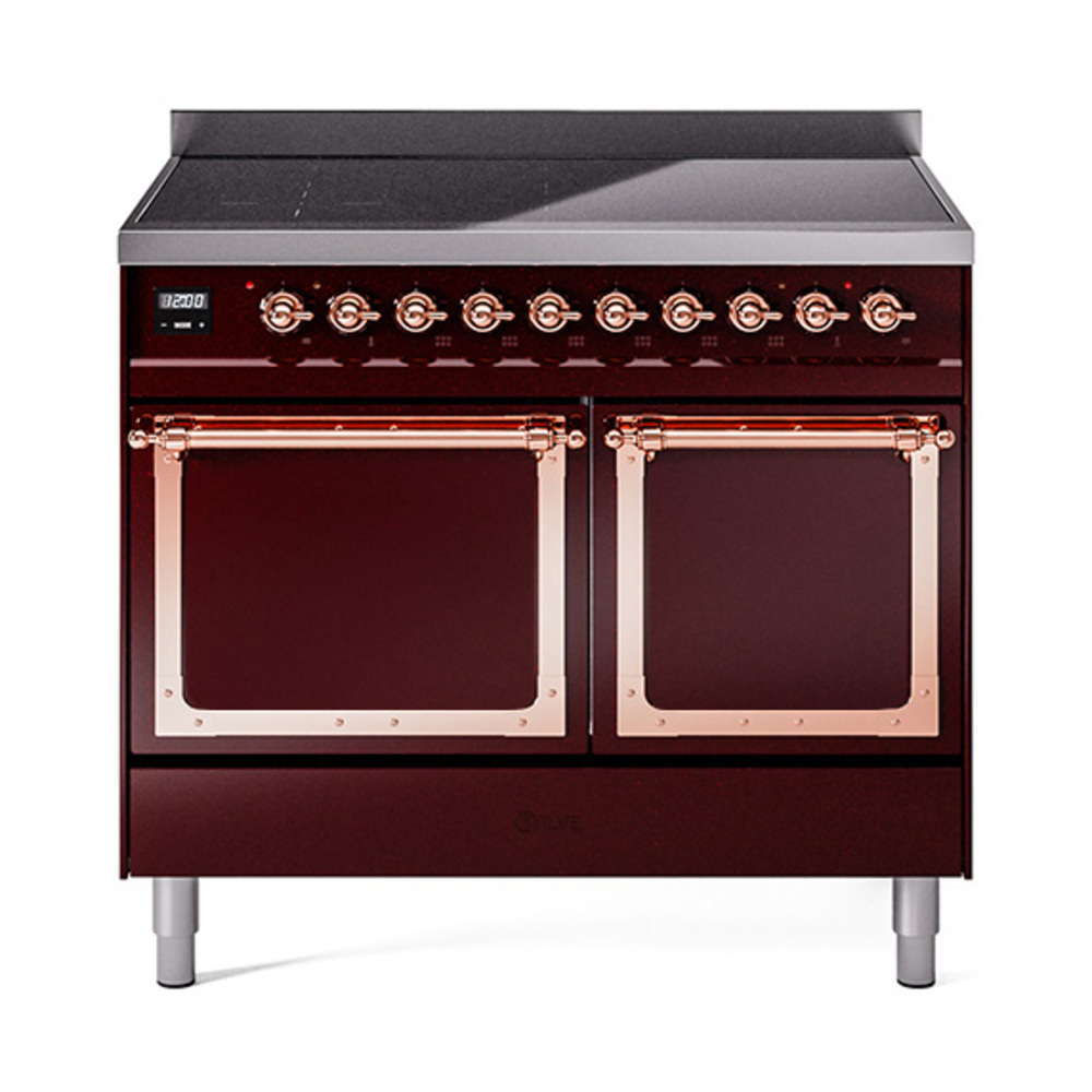 ILVE UNDI406QNMPBUP Nostalgie II Noblesse 40 inch Induction Range  (Solid Door, Burgundy, Copper)