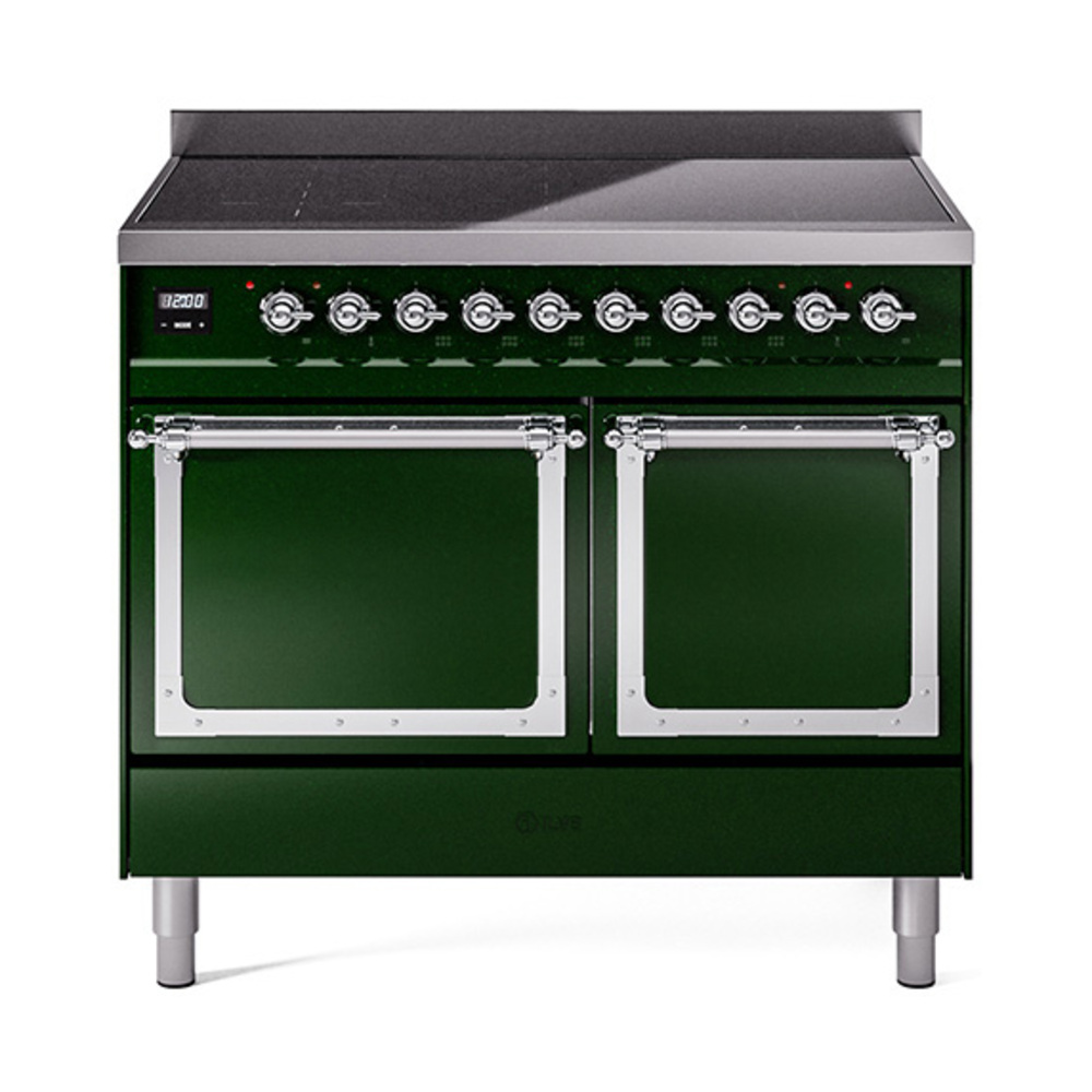 ILVE UNDI406QNMPEGC Nostalgie II Noblesse 40 inch Induction Range  (Solid Door, Emerald Green, Chrome)
