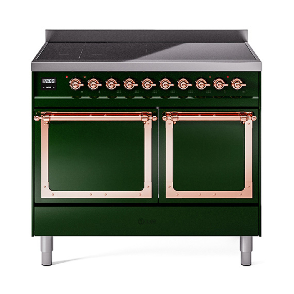 ILVE UNDI406QNMPEGP Nostalgie II Noblesse 40 inch Induction Range  (Solid Door, Emerald Green, Copper)