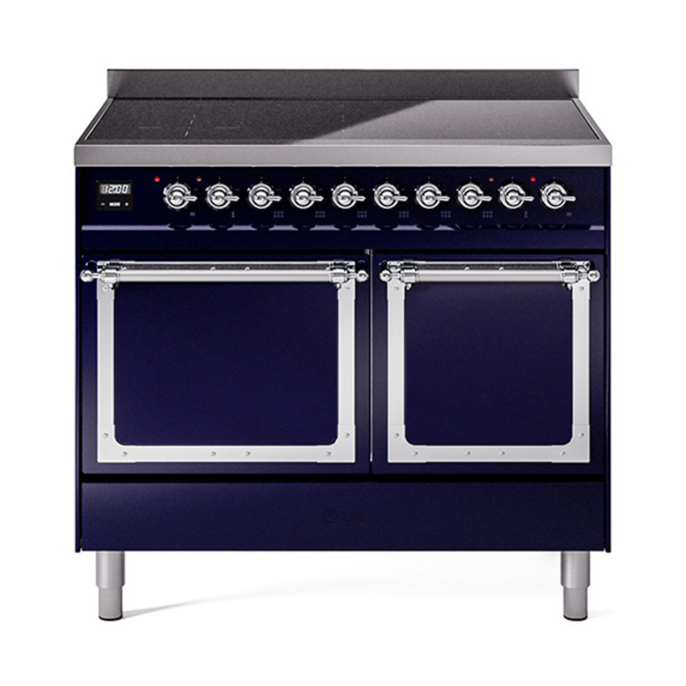 ILVE UNDI406QNMPMBC Nostalgie II Noblesse 40 inch Induction Range  (Solid Door, Midnight Blue, Chrome)