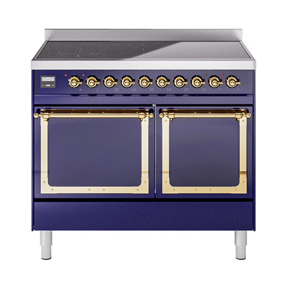 ILVE UNDI406QNMPMBG Nostalgie II Noblesse 40 inch Induction Range  (Solid Door, Midnight Blue, Brass)