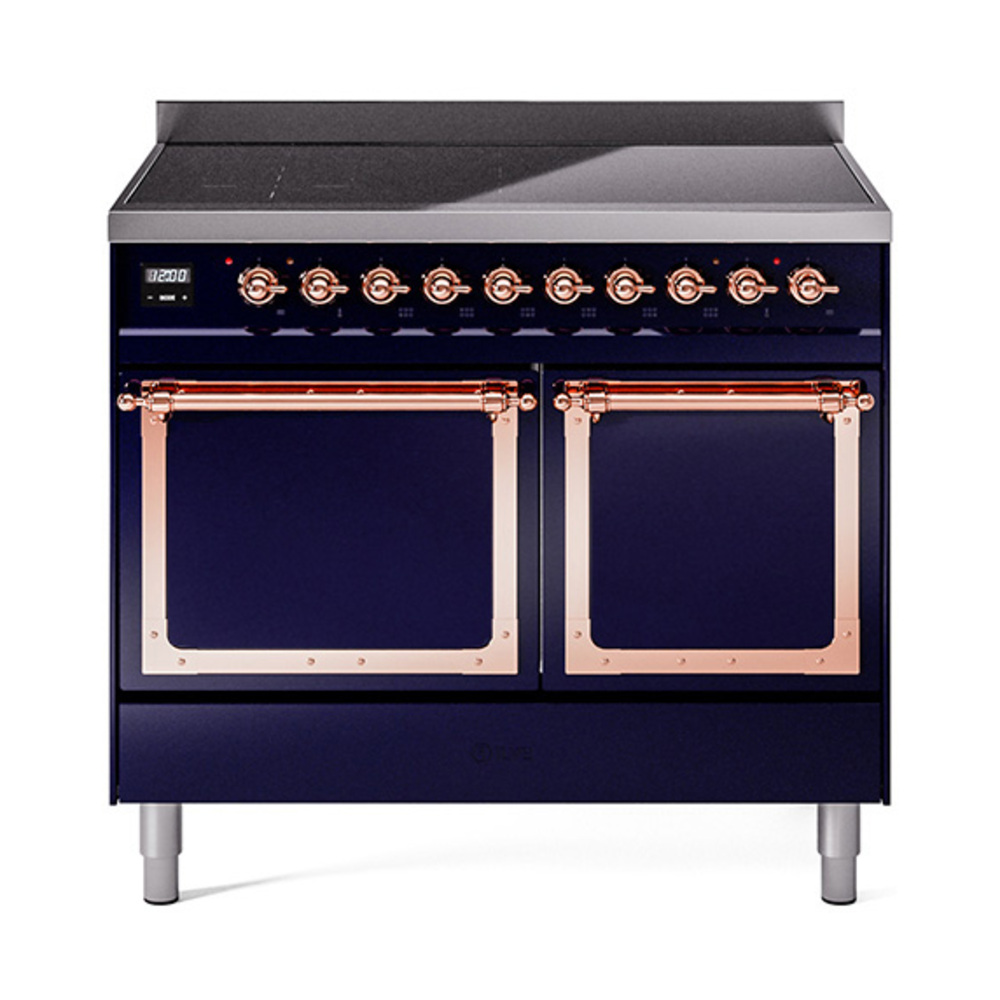 ILVE UNDI406QNMPMBP Nostalgie II Noblesse 40 inch Induction Range  (Solid Door, Midnight Blue, Copper)